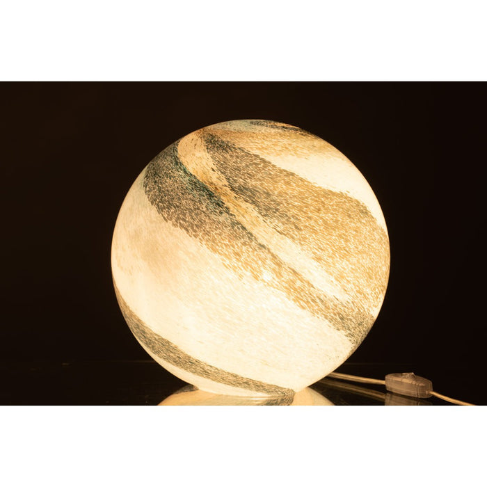 J-Line Lamp Dany strepen rond glas blauw-groen large-Tafellampen-J-Line