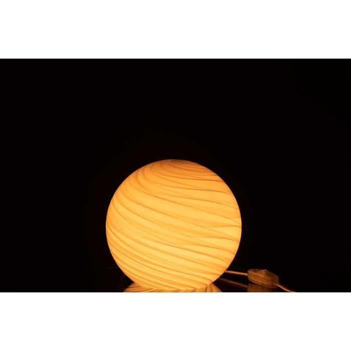 J-Line Lamp Dany strepen rond glas grijs small-Tafellampen-J-Line