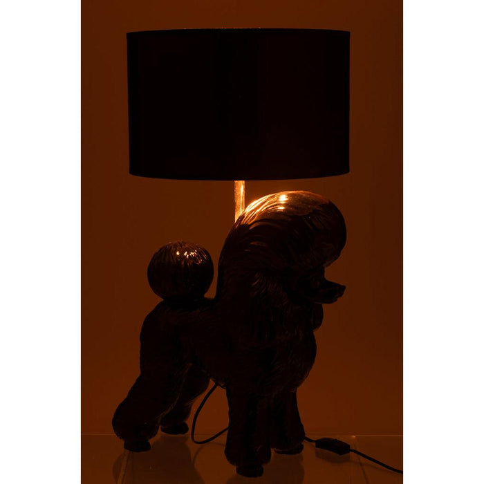 J-Line Lamp Hond poodle resine zwart-Tafellampen-J-Line