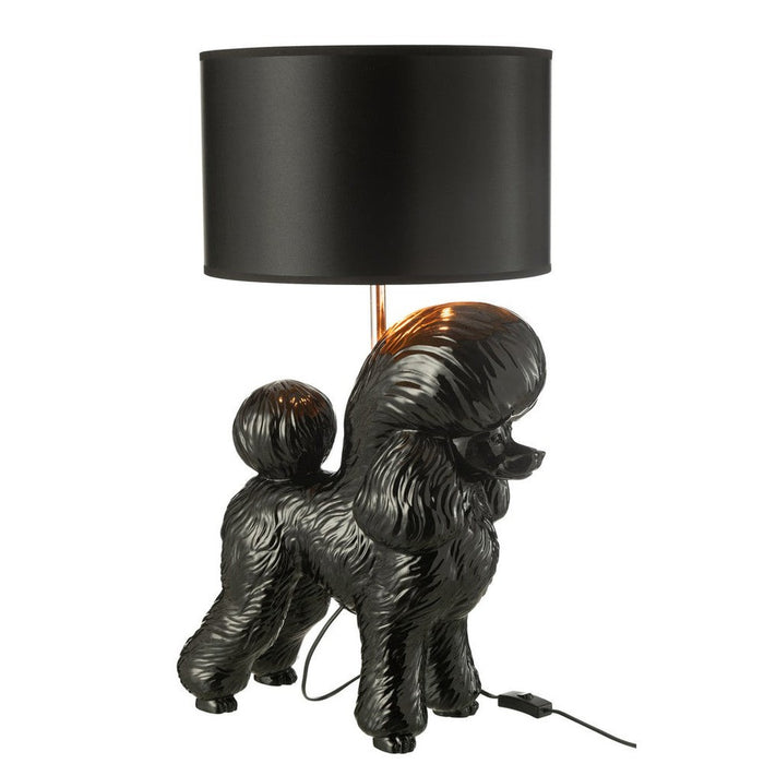 J-Line Lamp Hond poodle resine zwart-Tafellampen-J-Line