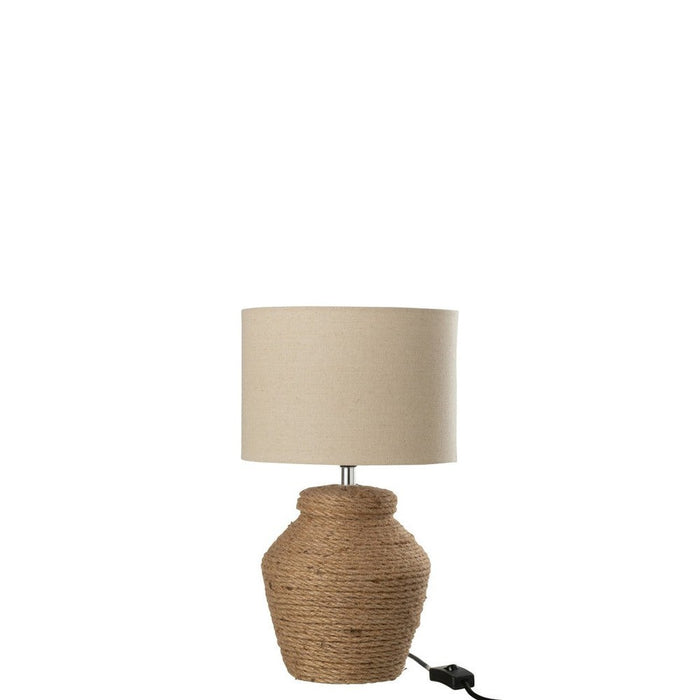 J-Line Lamp Meli + kap keramiek linnen bruin small-Tafellampen-J-Line