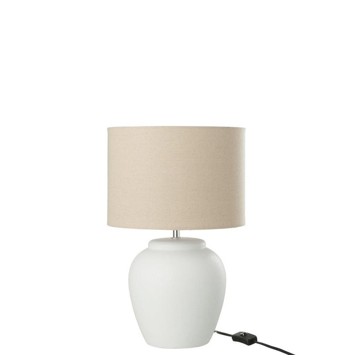 J-Line Lamp Meli + kap keramiek linnen wit small-Tafellampen-J-Line