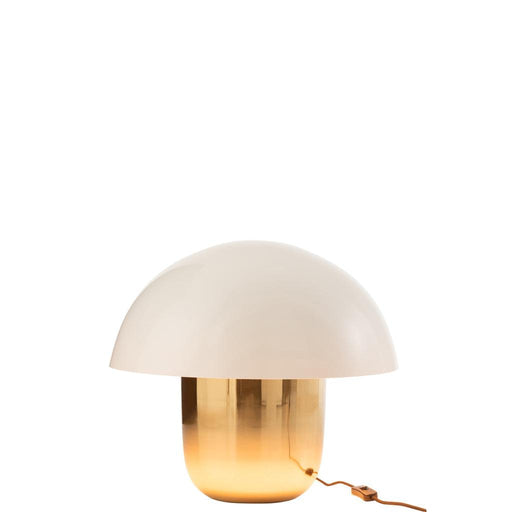 J-Line Lamp Paddenstoel ijzer wit/goud large-Tafellampen-J-Line