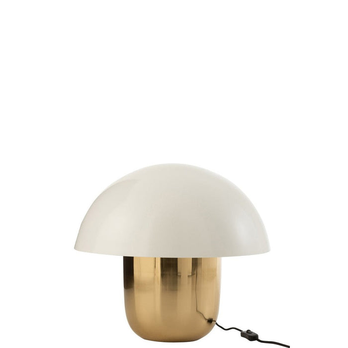 J-Line Lamp Paddenstoel ijzer wit/goud large-Tafellampen-J-Line