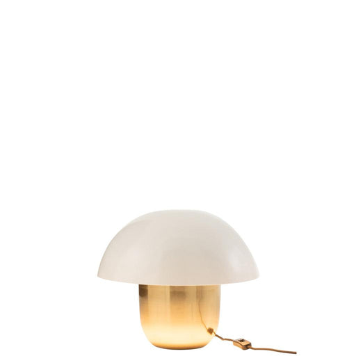 J-Line Lamp Paddenstoel ijzer wit/goud small-Tafellampen-J-Line