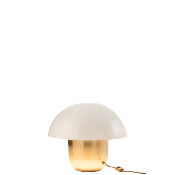 J-Line Lamp Paddenstoel ijzer wit/goud small-Tafellampen-J-Line