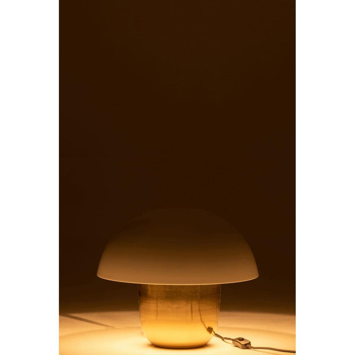 J-Line Lamp Paddenstoel ijzer wit/goud small-Tafellampen-J-Line