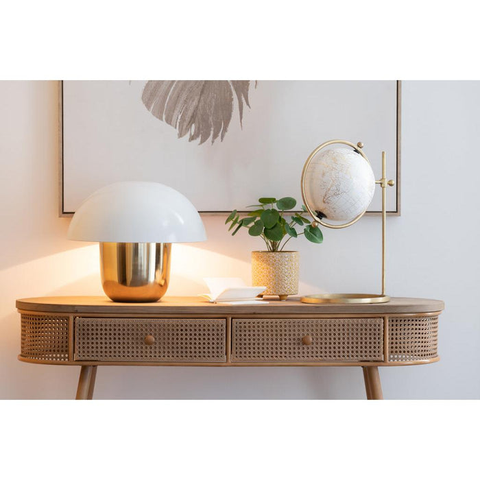 J-Line Lamp Paddenstoel ijzer wit/goud small-Tafellampen-J-Line