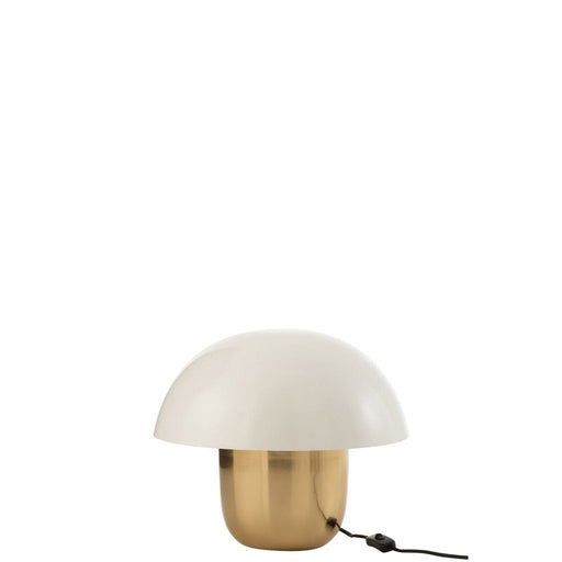 J-Line Lamp Paddenstoel ijzer wit/goud small-Tafellampen-J-Line
