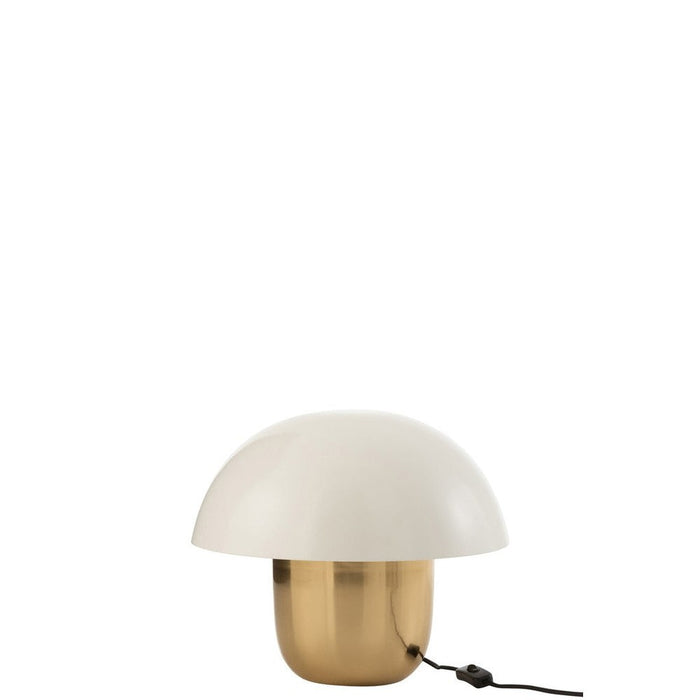 J-Line Lamp Paddenstoel ijzer wit/goud small-Tafellampen-J-Line