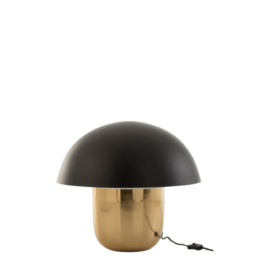 J-Line Lamp Paddenstoel ijzer zwart/goud large-Tafellampen-J-Line