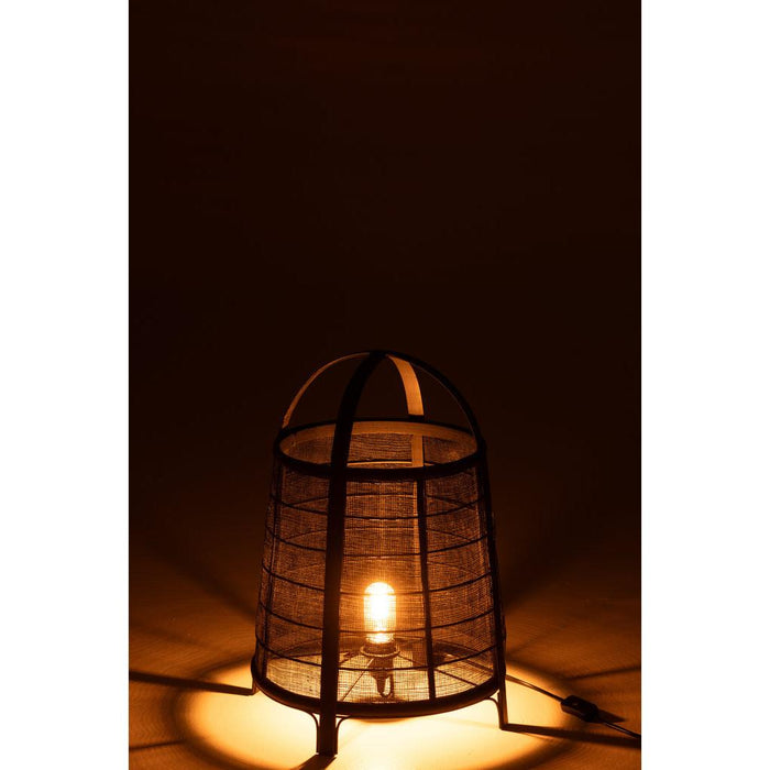 J-Line Lamp Rya katoen/bamboe zwart large-Tafellampen-J-Line