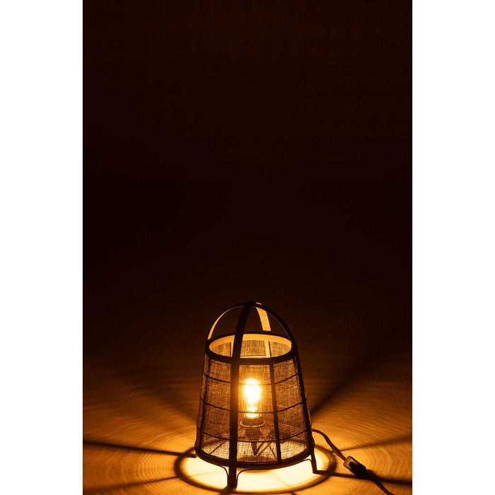 J-Line Lamp Rya katoen/bamboe zwart small-Tafellampen-J-Line