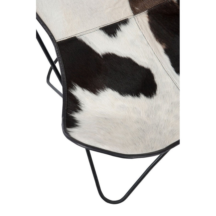 J-Line Lounge Stoel koevel/metaal wit/zwart-Fauteuils-J-Line