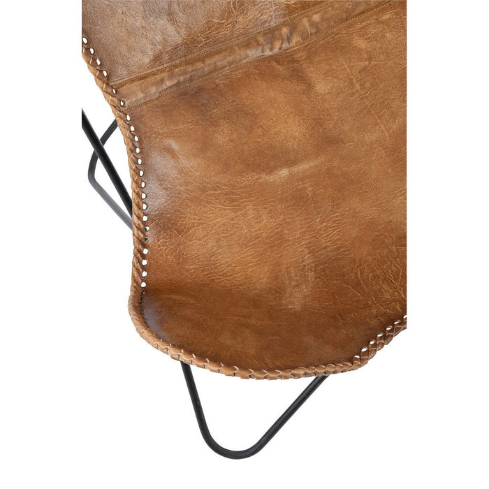 J-Line Lounge Stoel leder/metaal cognac-Fauteuils-J-Line