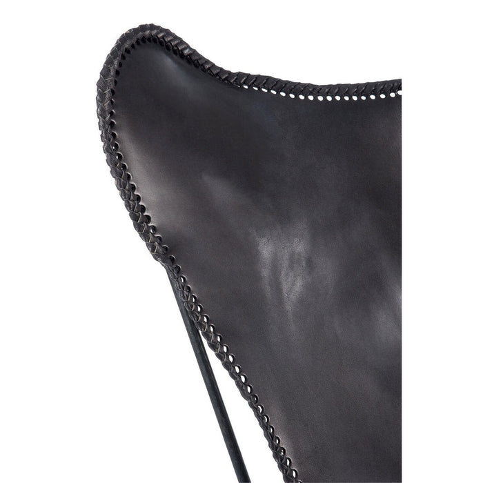 J-Line Lounge Stoel leder/metaal zwart-Fauteuils-J-Line