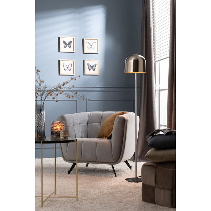 J-Line Lounge Zetel 1-zit textiel/hout/metaal licht grijs-Fauteuils-J-Line