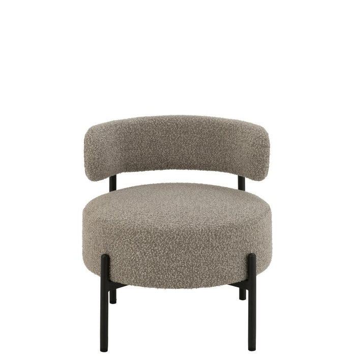 J-Line Loungestoel Boucle multiplex/polyester grijs/zwart-Eetkamerstoelen-J-Line