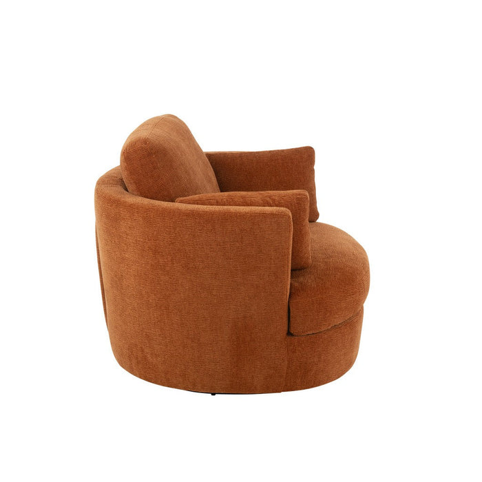 J-Line Loungestoel Swiv populierenhout/schuim roest-Fauteuils-J-Line