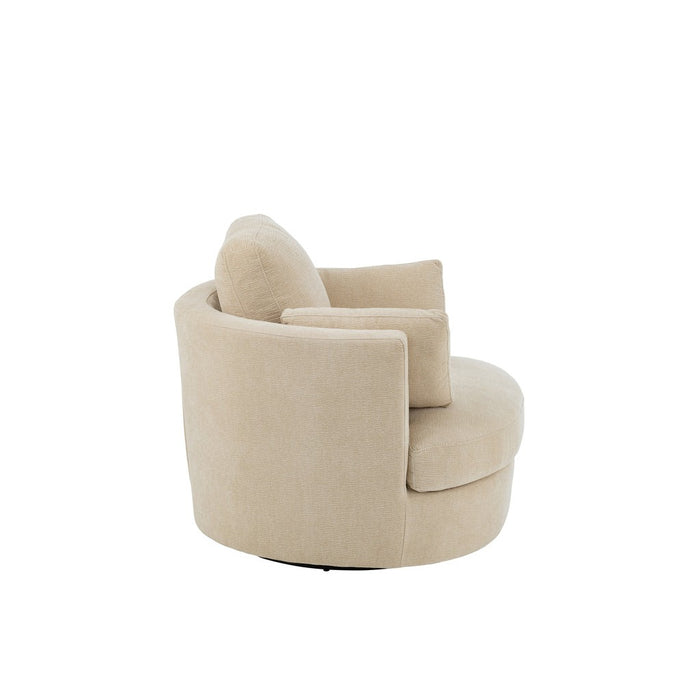 J-Line Loungestoel Swiv populierenhout/schuime beige-Fauteuils-J-Line