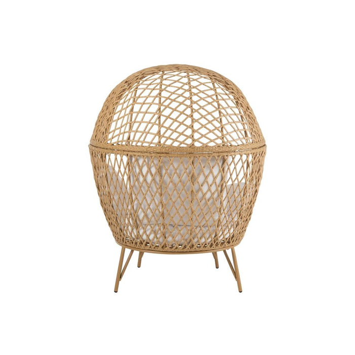 J-Line Loungestoel+kussens eva metaal/riet beige-Fauteuils-J-Line