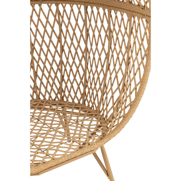 J-Line Loungestoel+kussens eva metaal/riet beige-Fauteuils-J-Line