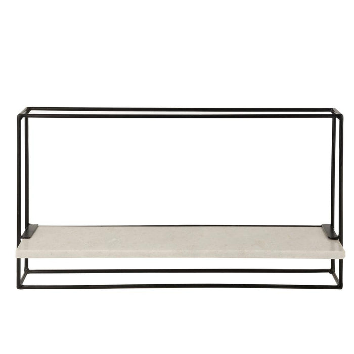 J-Line Muurrek 1plank ijzer/marmer zwart/wit large-Wandplanken-J-Line