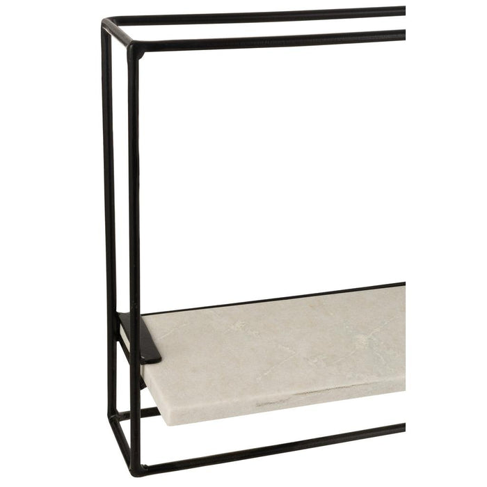 J-Line Muurrek 1plank ijzer/marmer zwart/wit large-Wandplanken-J-Line