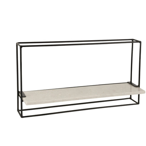 J-Line Muurrek 1plank ijzer/marmer zwart/wit large-Wandplanken-J-Line