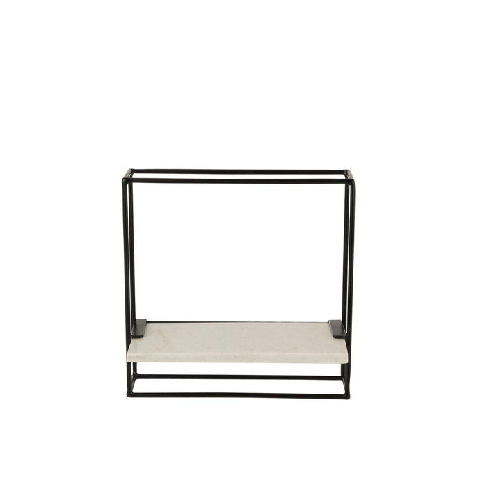 J-Line Muurrek 1plank ijzer/marmer zwart/wit small-Wandplanken-J-Line