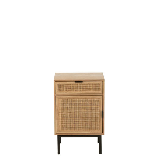 J-Line Nachtkast vierkant mdf/metaal naturel/zwart-Bijzettafels-J-Line