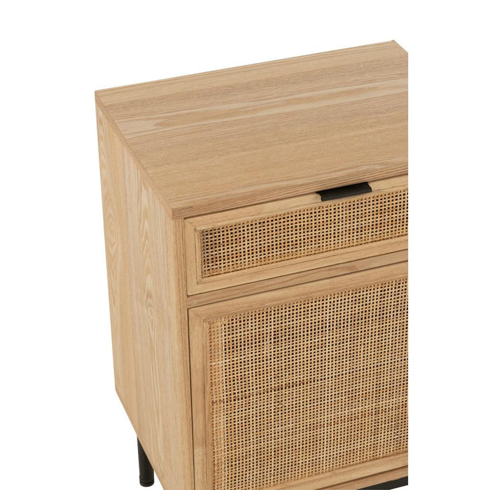 J-Line Nachtkast vierkant mdf/metaal naturel/zwart-Bijzettafels-J-Line