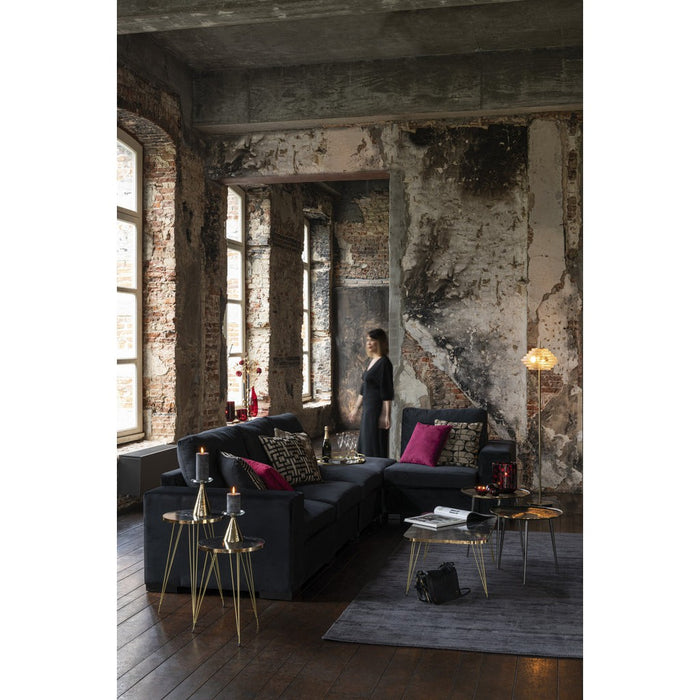 J-Line Ottoman Velvet zwart-Hockers-J-Line