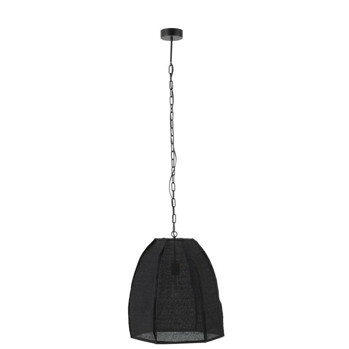 J-Line Plafondlamp Peer linnen/ijzer zwart small-Hanglampen-J-Line
