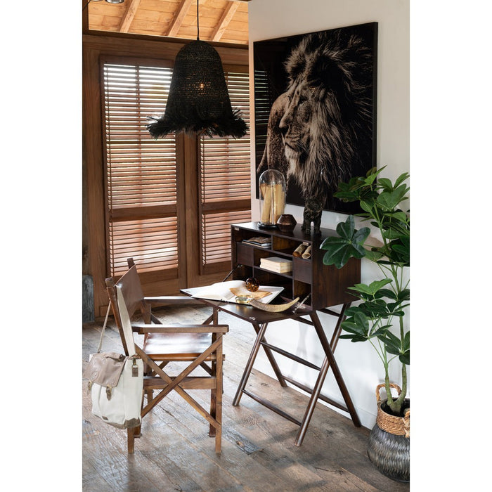 J-Line Regisseurstoel Plooibaar hout/leder cognac-Eetkamerstoelen-J-Line