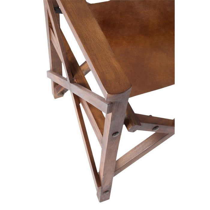 J-Line Regisseurstoel Plooibaar hout/leder cognac-Eetkamerstoelen-J-Line