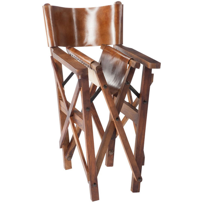 J-Line Regisseurstoel Plooibaar hout/leder cognac-Eetkamerstoelen-J-Line