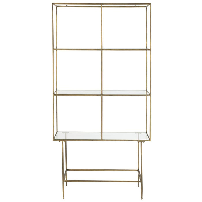 J-Line Rek 3 legplanken metaal/glas goud-Boekenkasten-J-Line