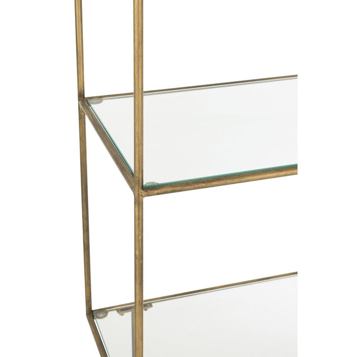 J-Line Rek 3 legplanken metaal/glas goud-Boekenkasten-J-Line