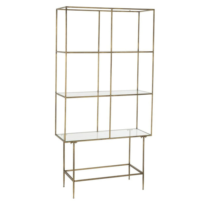 J-Line Rek 3 legplanken metaal/glas goud-Boekenkasten-J-Line