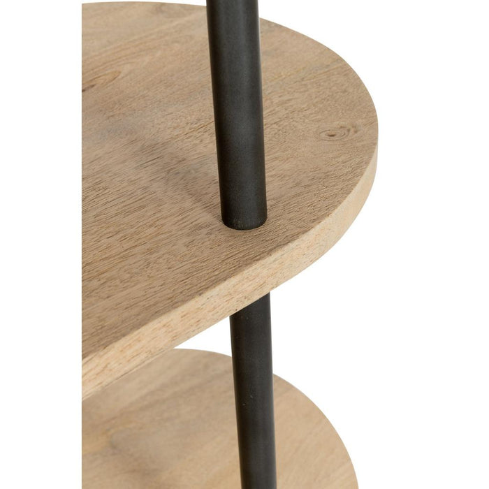 J-Line Rek Eli 5planken mango hout/staal naturel/grijs-Vakkenkasten-J-Line