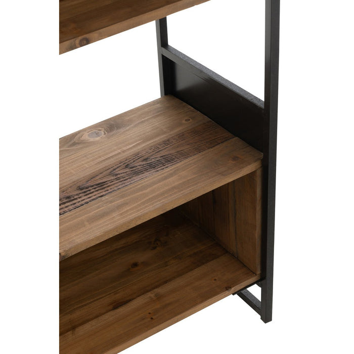 J-Line Rek Gerecycleerd hout/metaal zwart/naturel large-Vakkenkasten-J-Line