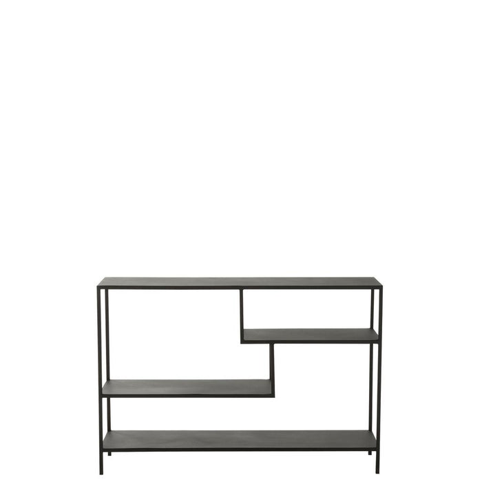 J-Line Rek Laag onregelmatige niveaus metaal zwart-Vakkenkasten-J-Line