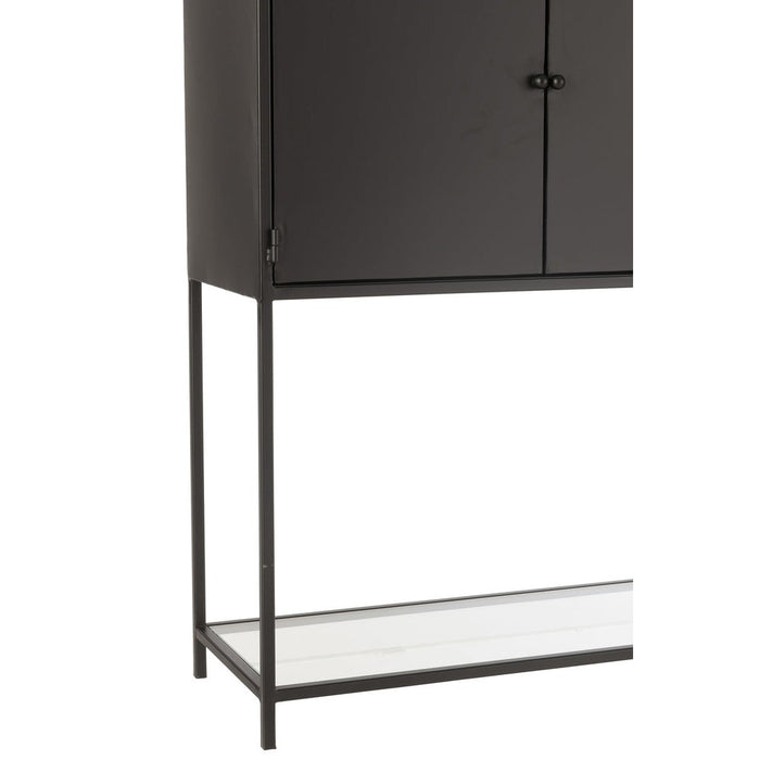 J-Line Rek Metaal/glas zwart-Vakkenkasten-J-Line