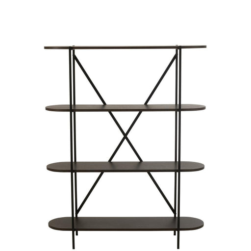 J-Line Rek Ovaal mdf/metaal donkerbruin-Vakkenkasten-J-Line