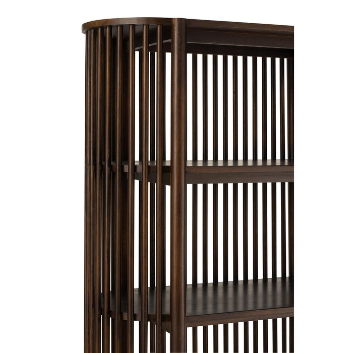 J-Line Rek conie 5 planken mango hout donker bruin-Boekenkasten-J-Line