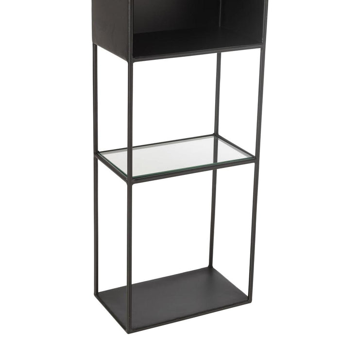 J-Line Rek ricard metaal/glas zwart-Boekenkasten-J-Line