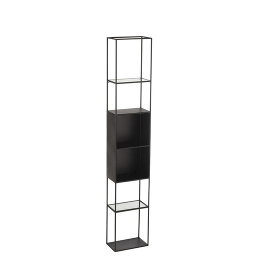 J-Line Rek ricard metaal/glas zwart-Boekenkasten-J-Line