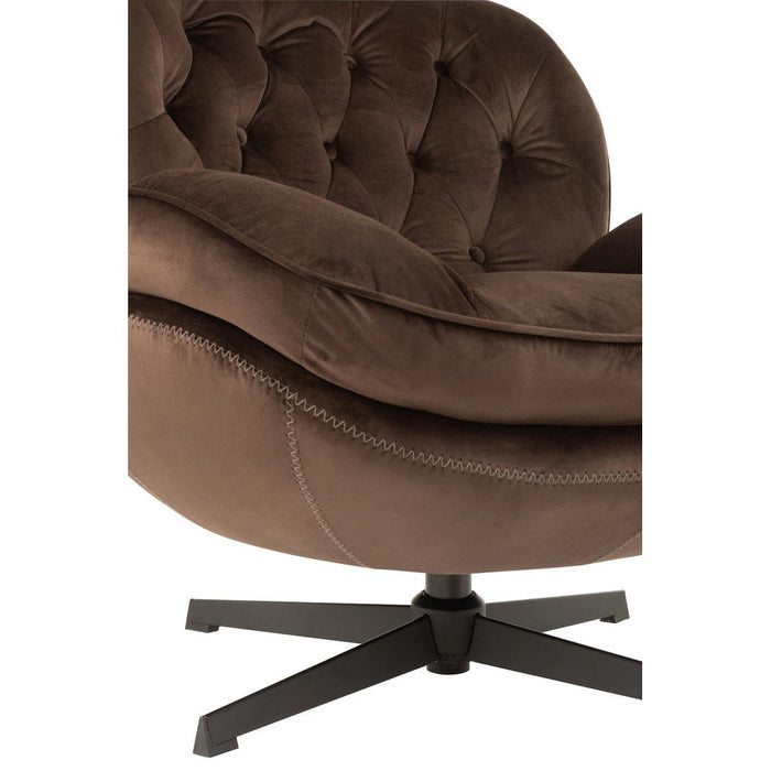 J-Line Relax Zetel+ voetbank metaal/textiel donker bruin-Fauteuils-J-Line