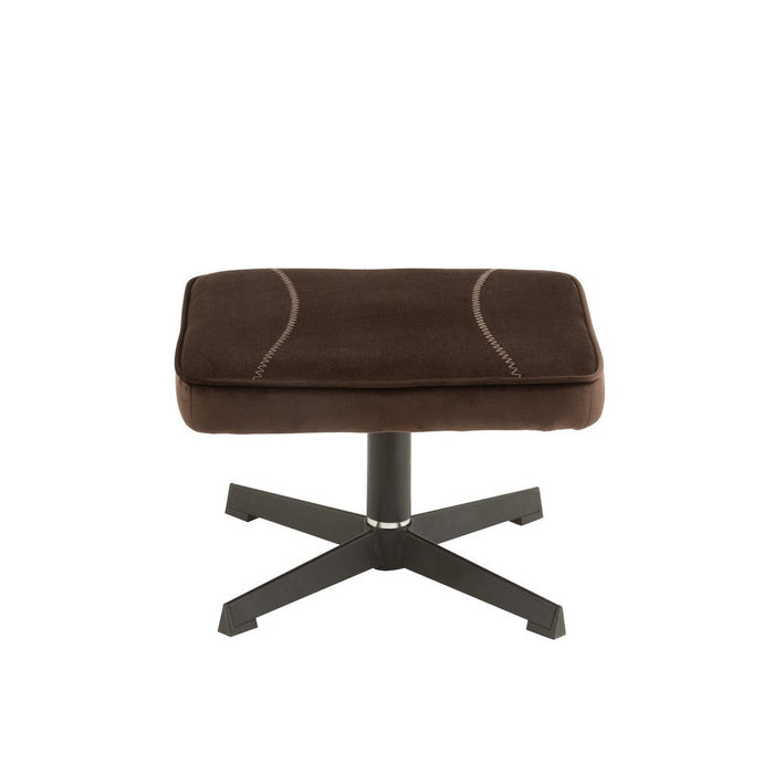 J-Line Relax Zetel+ voetbank metaal/textiel donker bruin-Fauteuils-J-Line